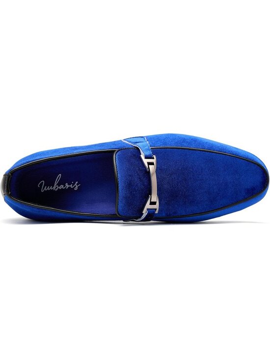 Men\'s Blue Velvet Loafers Slip-On Comfortable Formal Dress Shoes Casual